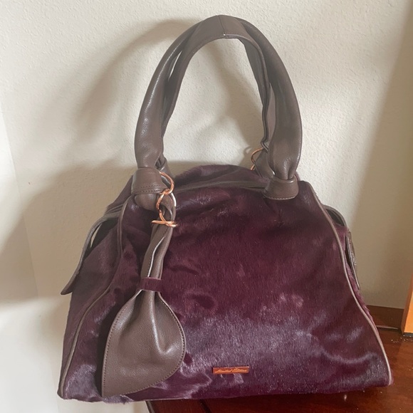 La Gioe di Toscana Leather and Fur Satchel - Picture 1 of 9